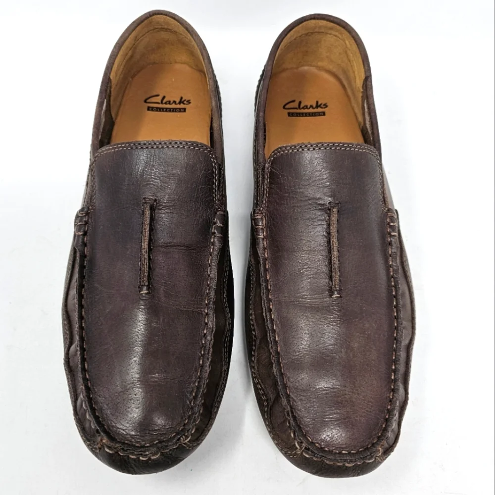 Clarks Ashmont Race Driving‎ Loafers Mens Size 10.5 Brown Leather Shoes Moccasin